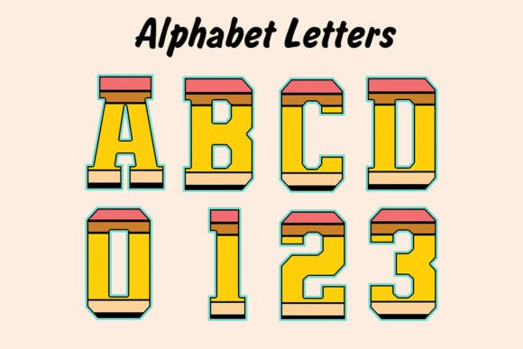Back to School Alphabet PNG: Pencil Graphics & Illustrations