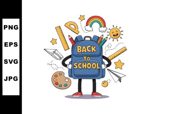 Back to School Blue Backpack with Statio Graphics