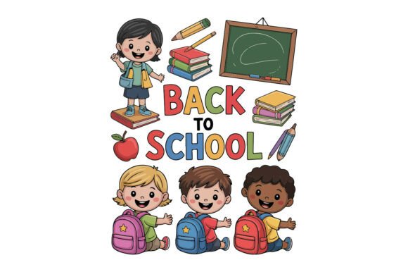 Back to School Cheerful Clipart Graphics & Illustrations