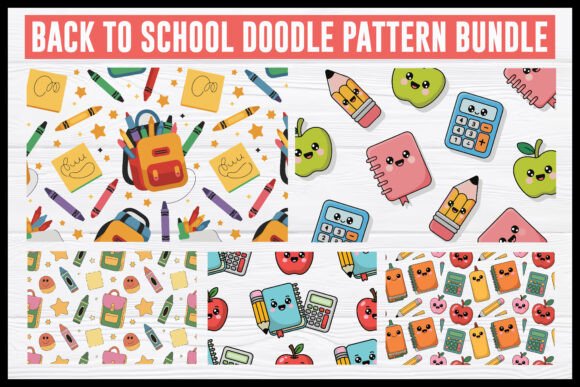 Back to School Doodle Pattern Set: Graphics & Illustrations