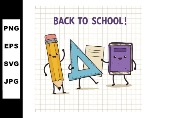 Back to School Happy Pencil Ruler and Bo Graphics