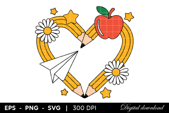Back to School Heart Design with Pencils: Graphics & Illustrations