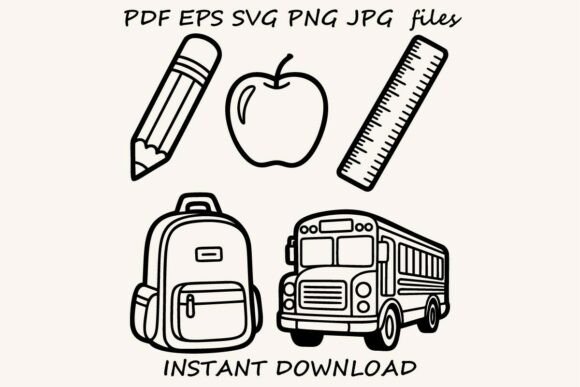Back to School Outline Icons Bundle: Graphics & Illustrations for Real Publishing