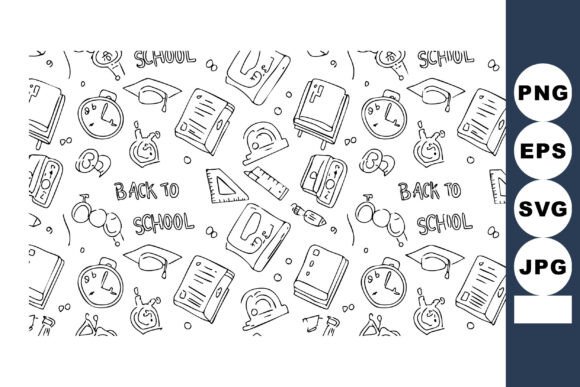 Back to School Pattern with Clocks Books Graphics