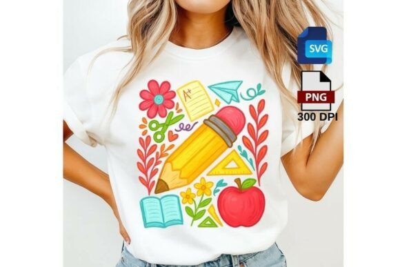 Back to School Pencil PNG SVG Cute Tea Graphics