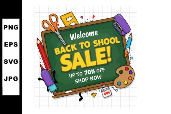 Back to School Sale Chalkboard Graphics & Illustrations