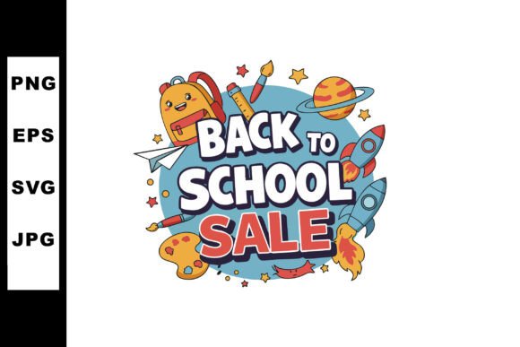Back to School Sale with Backpack Rocket Graphics