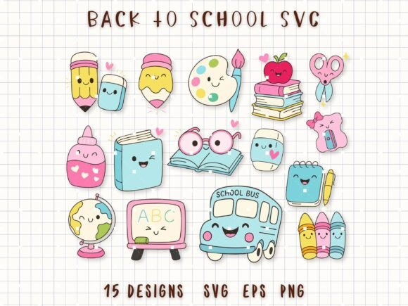 Back to School SVG Cute School Clipart: Graphics & Illustrations