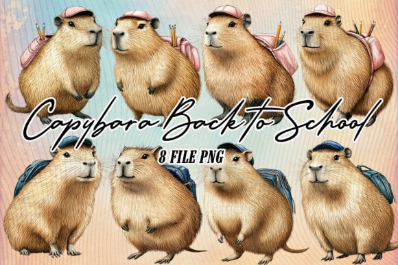 Capybara Back to School T-Shirt Graphics & Illustrations