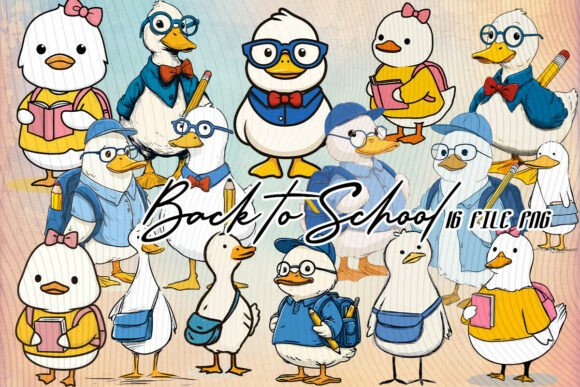 Gooses Back to School Clipart T-Shirt: Graphics & Illustrations