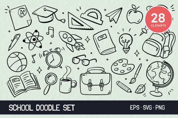 Hand-drawn Back to School Doodle Set
