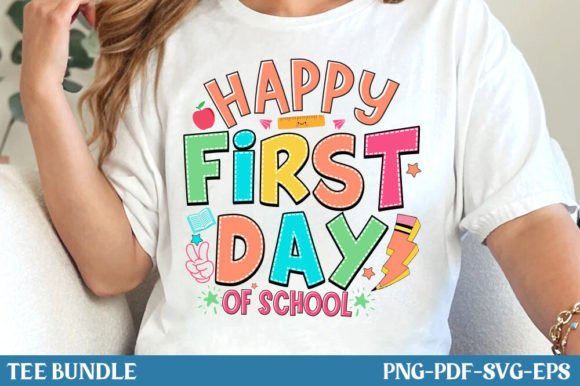 Happy First Day of School Retro Graphics for T-Shirt Designs