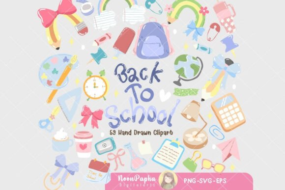 Pastel Back to School Clipart Set: Graphics & Illustrations for Local Branding