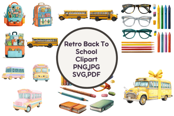 Retro Back to School Graphics & Illustrations